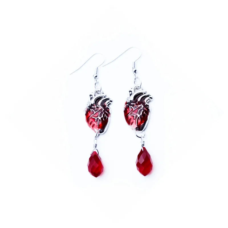 New retro water drop ruby earrings with fashionable and exaggerated Ear Studs, Halloween gift - Charlie Dolly