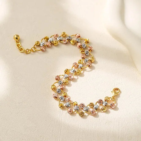Golden Shell and Retro Flower Boho Bracelet