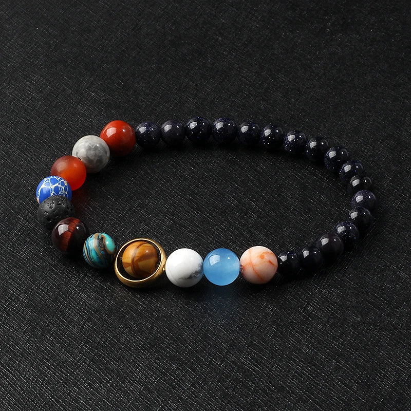 Galaxy Solar System Bracelet Men Universe Nine Planets Natural Stone Stars Earth Moon Bracelets for Women Fashion Couple Jewelry