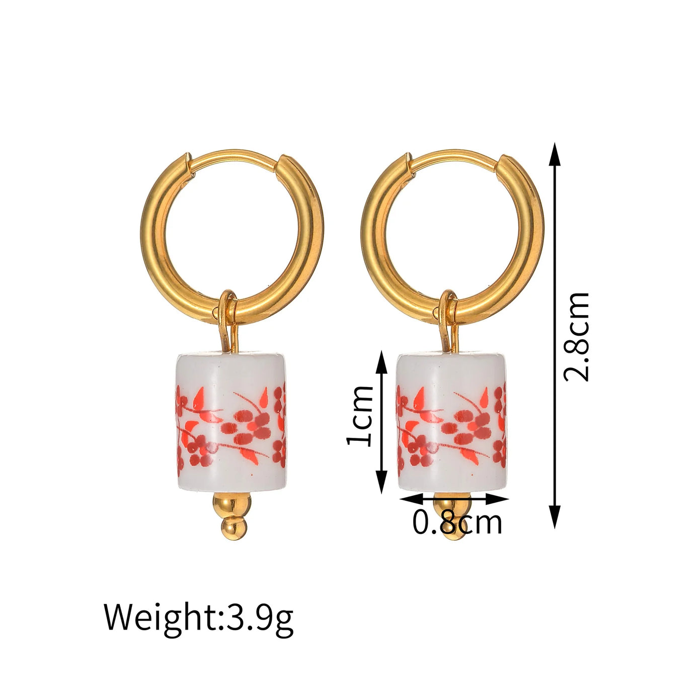 Ceramic Fish Flower Hoop Earrings Jewelry