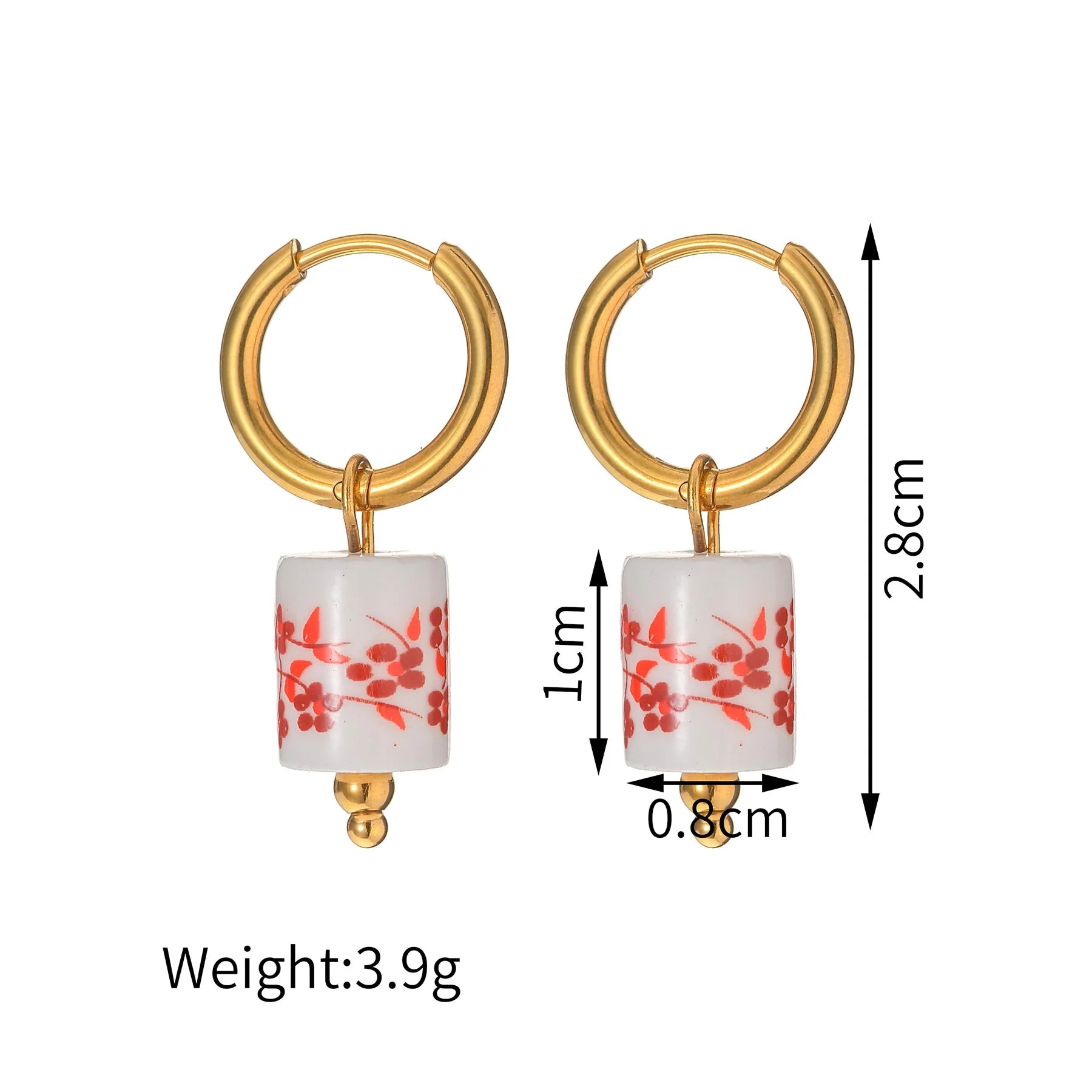 Boho Ceramic Earrings With Handmade Designs Stainless Steel Colorful Fish/Flower Motifs Ear Hoops Trendy Women's Accessories
