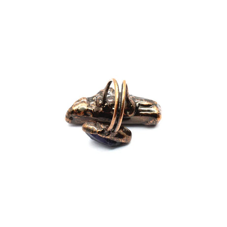 Natural Gem Raw Stone Amethyst Ring Crystal Bronze Plated Citrine Green Fluorite Boho Vintage Fashion For Women's Jewelry Gifts - Charlie Dolly
