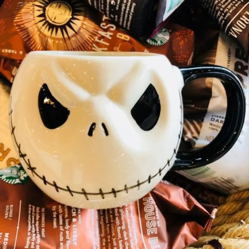 1pc 600ml Halloween Skull Mug with Handle Lidless Ceramic Cup Funny Coffee Cup Mocha Mug Halloween Gift Home Decor - Charlie Dolly