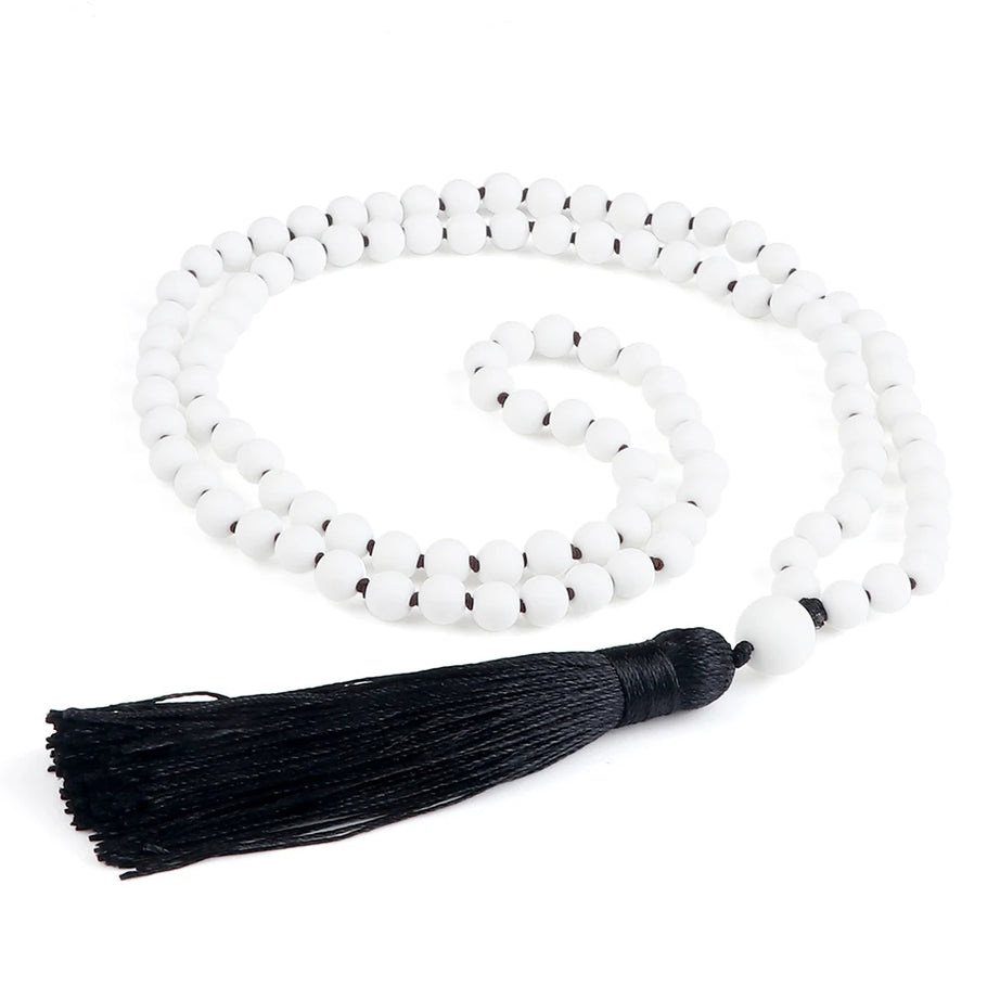 Men Natural Malachite Stones Necklaces Boho 108 Tiger Eye Beads Handmade Necklace with Tassel Yoga Medit Jewelry Gifts For Women - Charlie Dolly