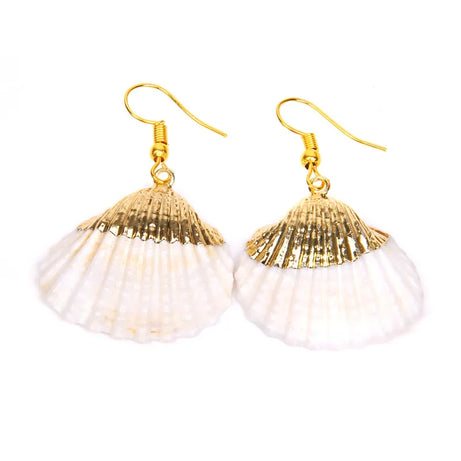 Natural Shell Scallop Drop Earrings Jewelry