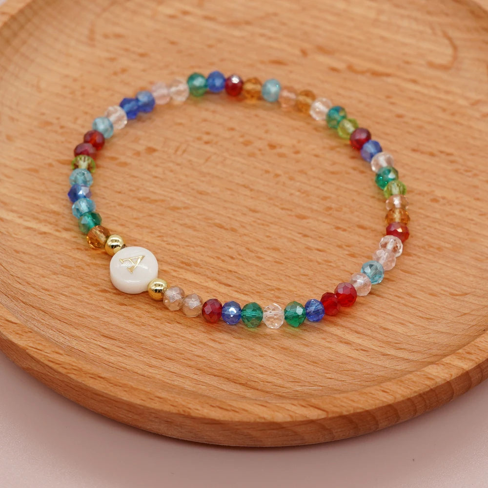 Go2Boho Crystal Shell Letter A-Z Bracelets for Women Boho Summer Beach Lucky Fashion Trend Jewelry Accessories Surprise Gifts