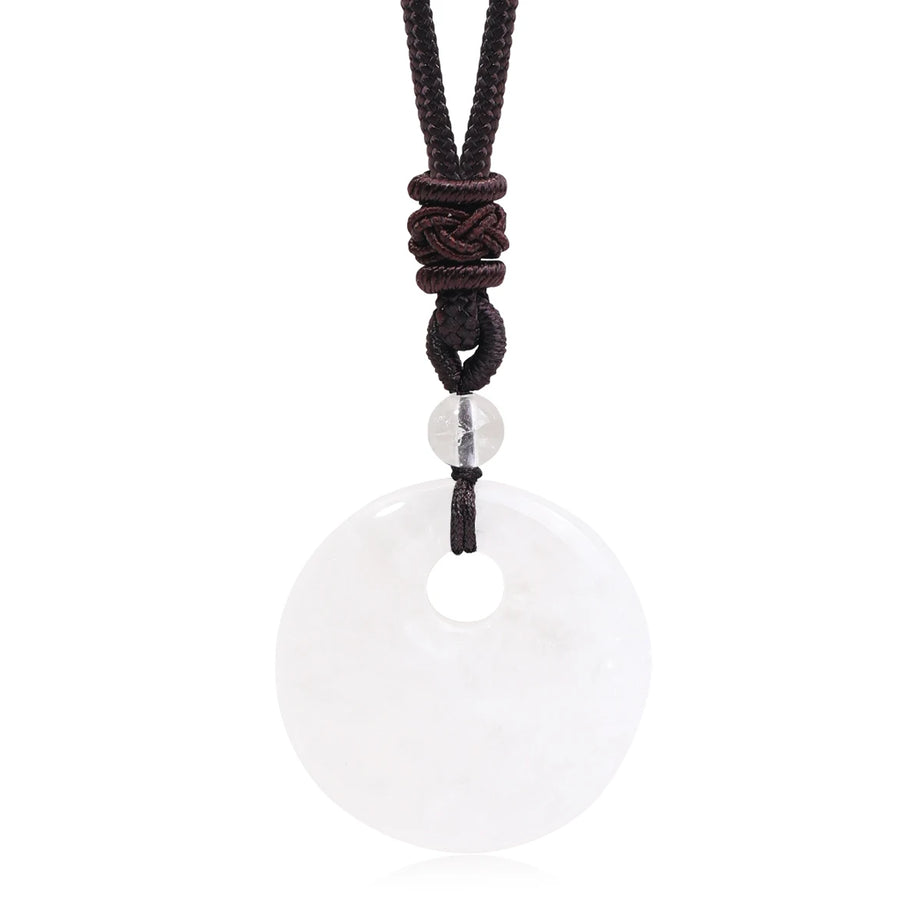 Natural Gemstone Chinese Peace Knot Pendant Necklace, Sacred Blessing Amulet