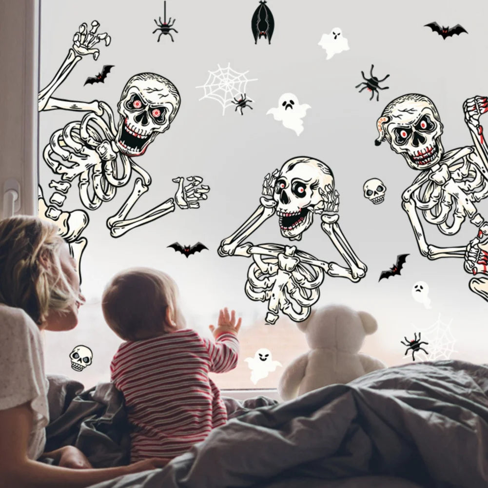 Halloween Stickers Giant Ghost Monster Ghost Shadow Window Sticker Witch Death Bat Skull Wall Stickers Halloween Party Supplies - Charlie Dolly