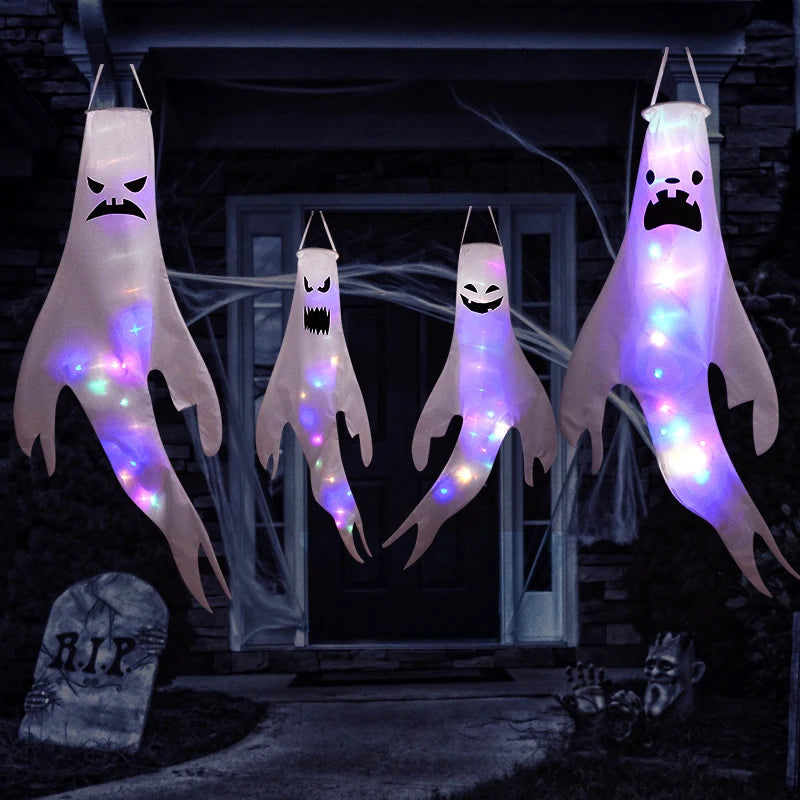 Halloween LED Light Hanging Ghost For Halloween Party Home Outdoor Indoor Decoration Large Glowing Spooky Lamp Horror Props 2024 - Charlie Dolly