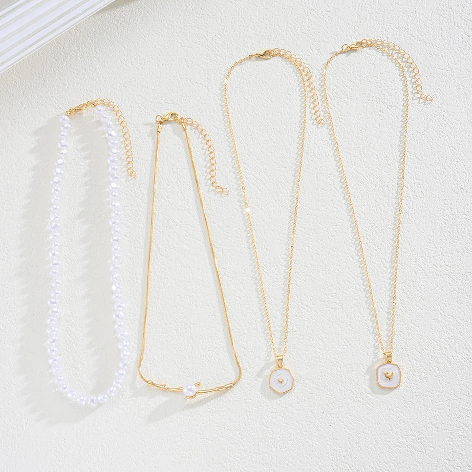 Pearl and Starfish Shell Layered Necklace