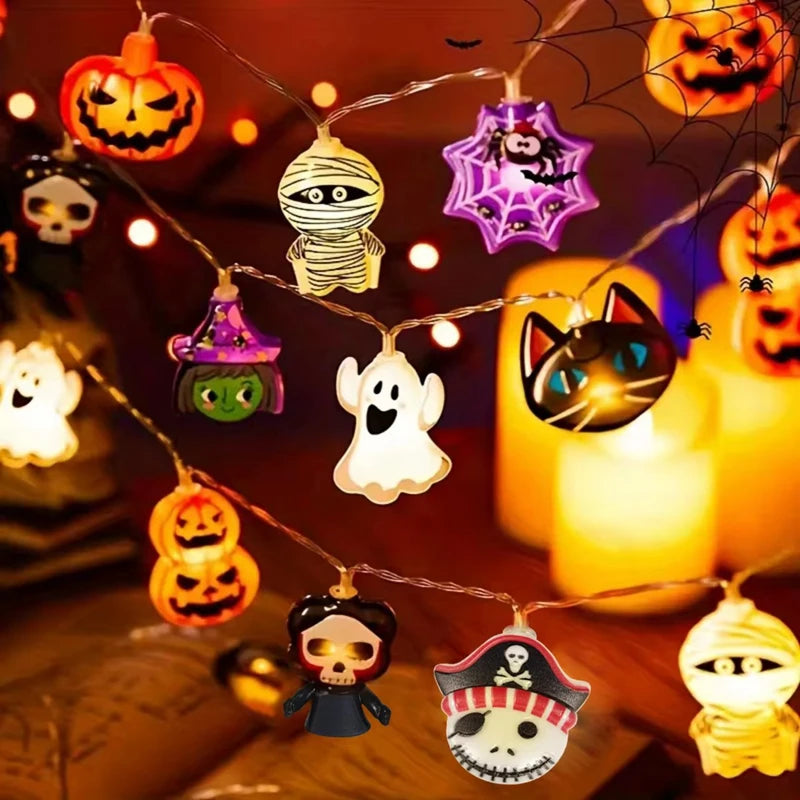 Halloween Party LED String Lights Pumpkin Ghost Spider Web Hanging Lamp For Halloween Home Indoor Outdoor Decoration Props 2024 - Charlie Dolly
