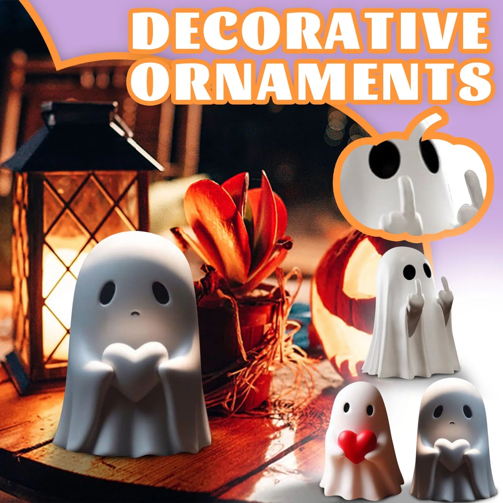 2024 New Halloween Middle Finger Love Ghost Ornaments Halloween Decoration Halloween Ornaments - Charlie Dolly