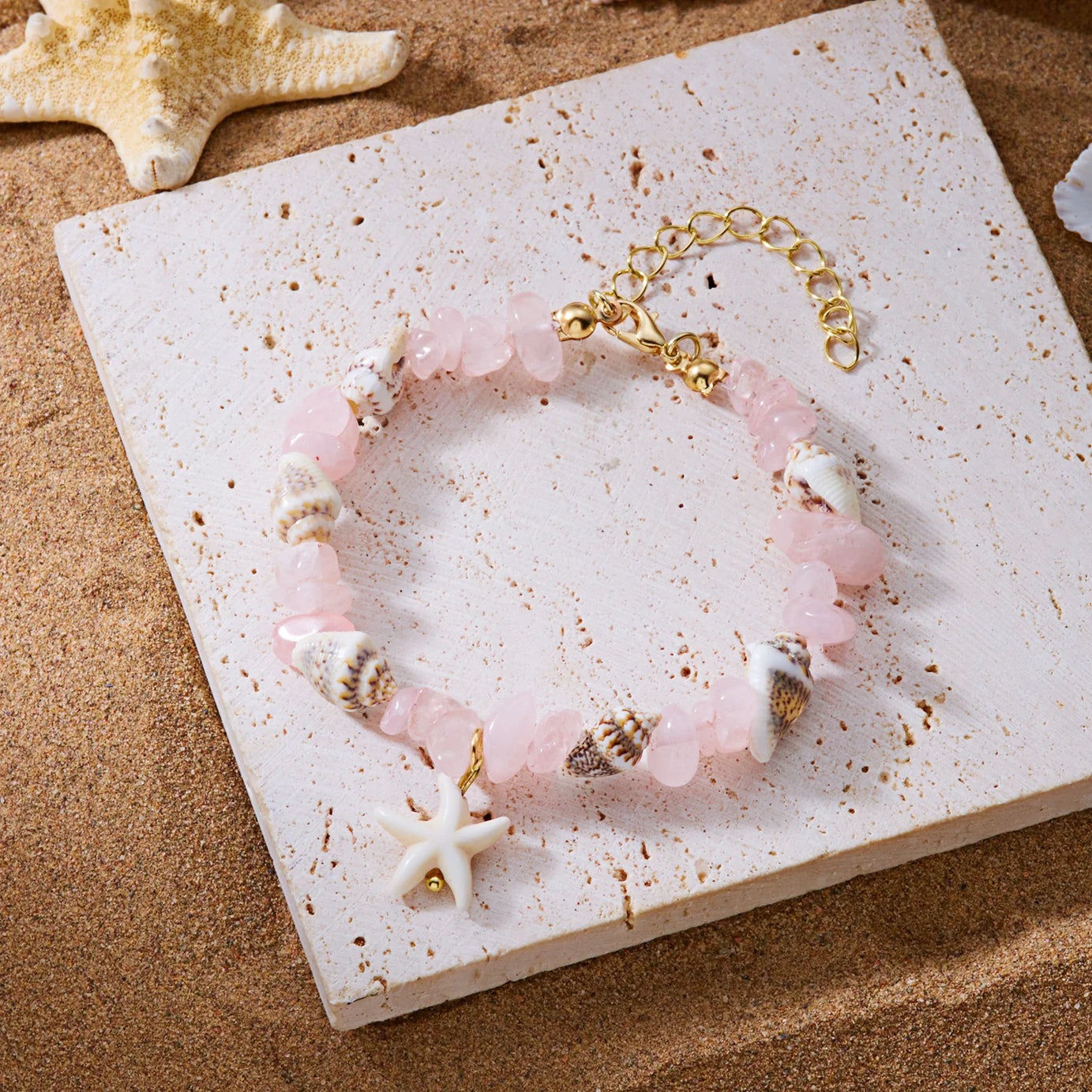 Natural Shell Chip and Conch Boho Bracelet