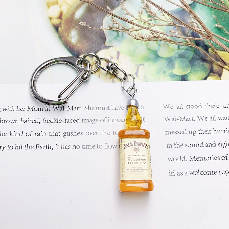 Wine Bottle Keychain Resin Simulation Mini Beer Cocktail Men Women Boyfriend Key Chain Alcohol Lovers Father's Day Gift - Charlie Dolly