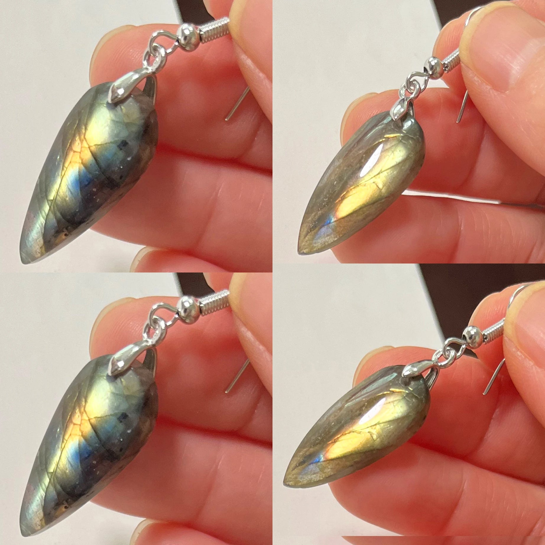 Blue Labradorite Pendant & Earrings Set, Raw Natural Stone Unisex Boho Jewelry