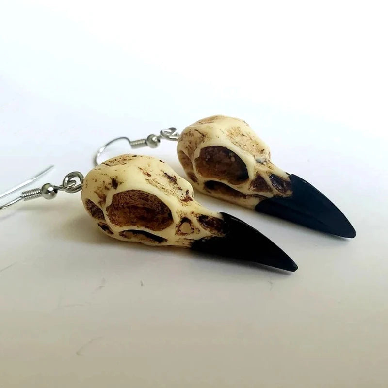 3D Raven Skull Earrings Resin Replica Crow Skull Earrings For Women Halloween Party Gifts Wiccan Gift - Charlie Dolly