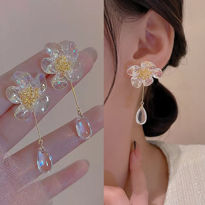 Circle Shell Flower Hoop Earrings For Women Fashion Sweet Metal Jewelry Oorbellen Gift