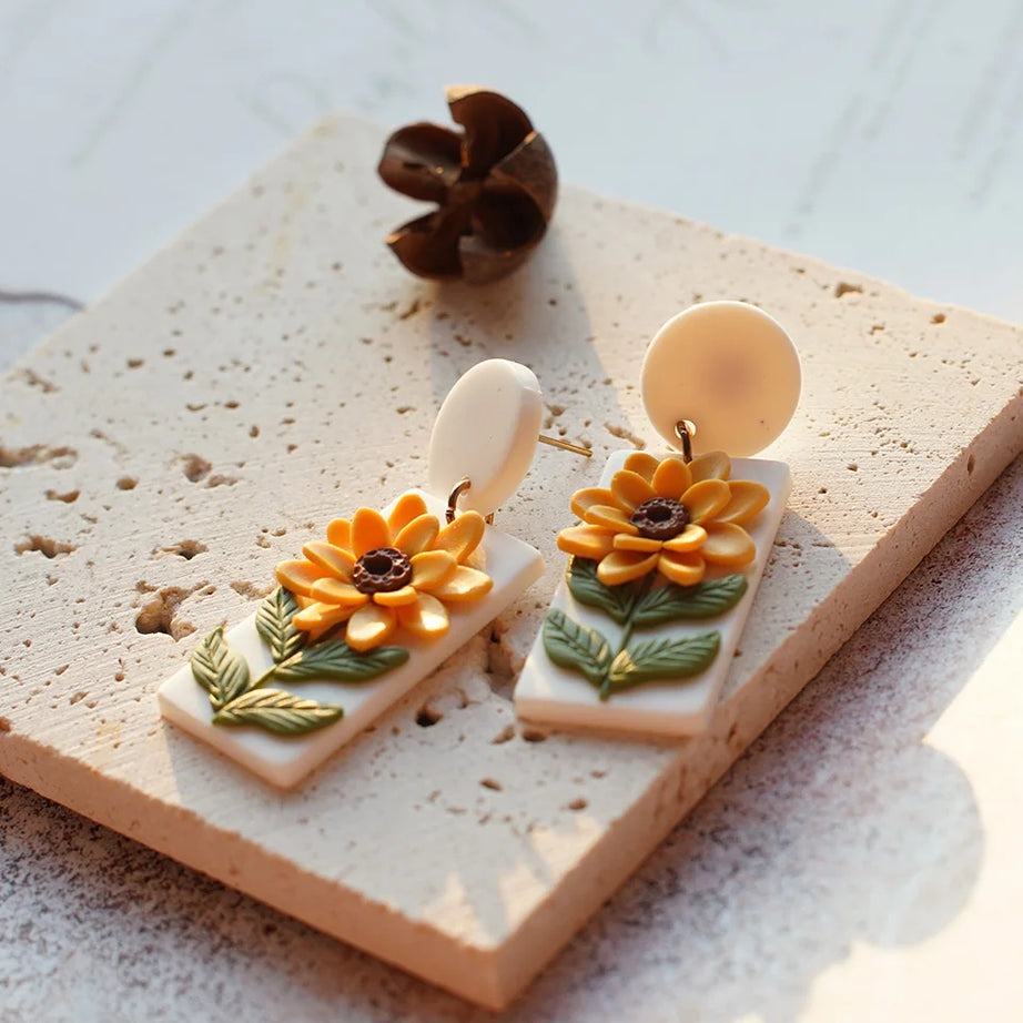 خمر بوهو اليدوية بوليمر كلاي أقراط العنقودية الزهور عش البيض متعدد الأشكال تصميم استوائي للنساء عيد الفصح الإكسسوار