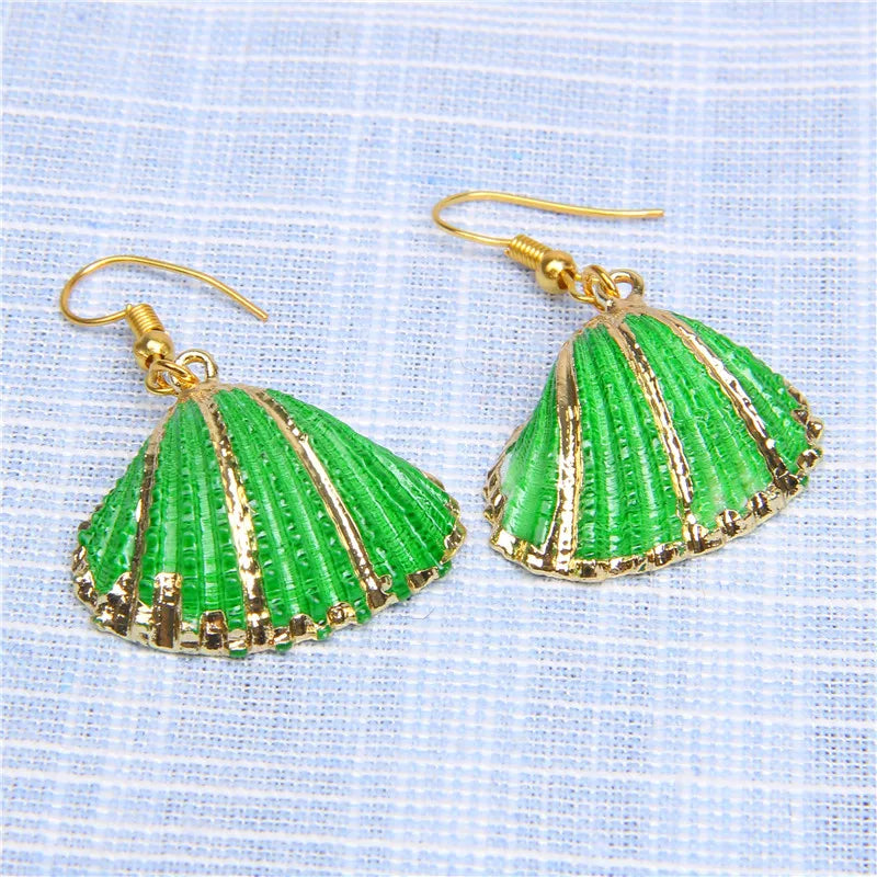 New In Natural Shell Sea Scallop Drop Earrings Boho Shell Drop Earrings for Women Femal Sea Beach Earrings Summer Jewelry Gifts