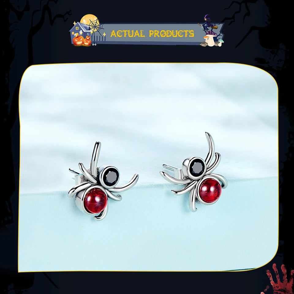BISAER 925 Sterling Silver Mini Pumpkin Luminous Stud Earrings Enamel Ear Clip For Girl Halloween Party Original Fine Jewelry - Charlie Dolly