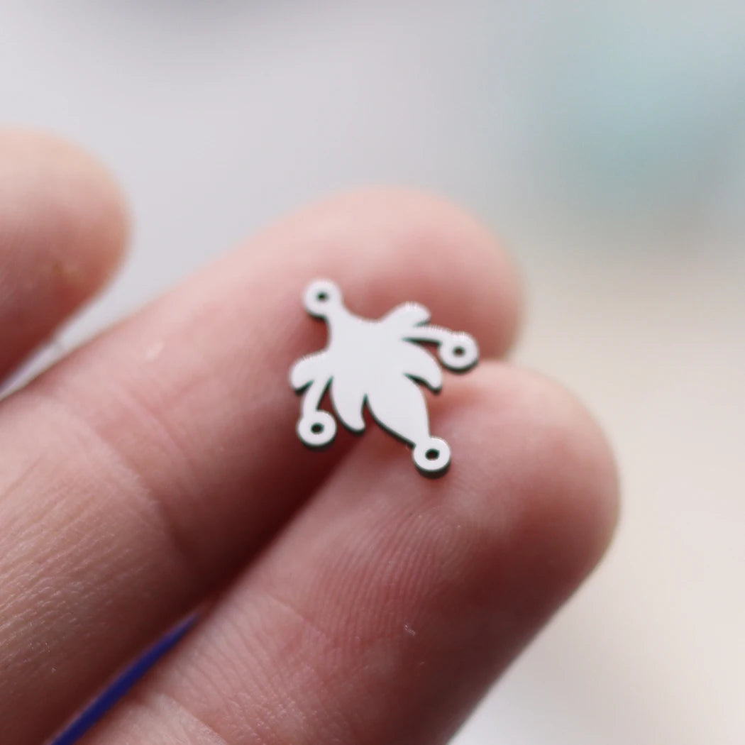 3pcs Exquiaite Amulet Moon Lotus Flower Charms DIY Craft Earrings Necklace Jewelry Making Yogo Buddhism Stainless Steel Pendant