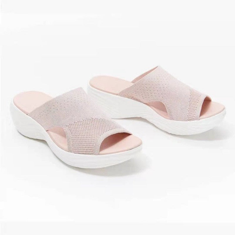 Women Open Toe Casual Slippers  Breathable Outdoor Beach Platform Sandals Plus Size Solid Color Wedges Shoes Sandalias - Charlie Dolly