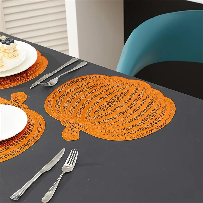 2024 New PVC Placemats for Halloween Dining Table Decoration Pumpkin Shaped Desktop Heat Insulation Pad - Charlie Dolly