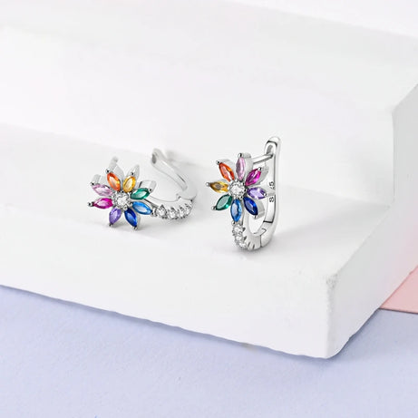 Sterling Silver Clover Butterfly Hoop Earrings Jewelry