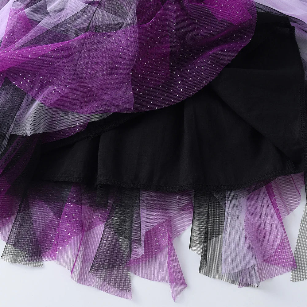 VIKITA Kids Halloween Holiday Cosplay Costumes Girls Spider Skull Print Flare Sleeve Autumn Winter Princess Mesh Tutu Dresses - Charlie Dolly