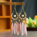 Fashion Earrings Bohemian Ethnic Style Leaf Earrings Jewelry Retro Long Tassel Colorful Feather Earrings Jewelry Gift - Charlie Dolly