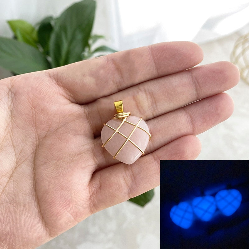 2022 Fashion Opal Heart Necklace Castle Necklace For Woman Girls Rose Quartz Barbie Necklace Jewelry Accessories Gift - Charlie Dolly