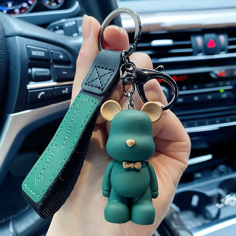 Cute Resin Keychain Charm Tie The Bear Pendant For Women Bag Car KeyRing Mobile Phone Fine Jewelry Accessories Kids Girl Gift - Charlie Dolly