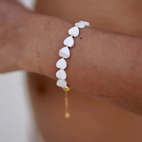 Shell Heart and Mother of Pearl Boho Bracelet