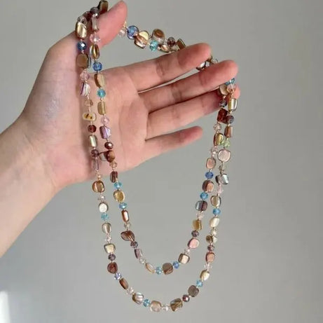 Irregular Stone Crystal Double Layer Necklace Jewelry