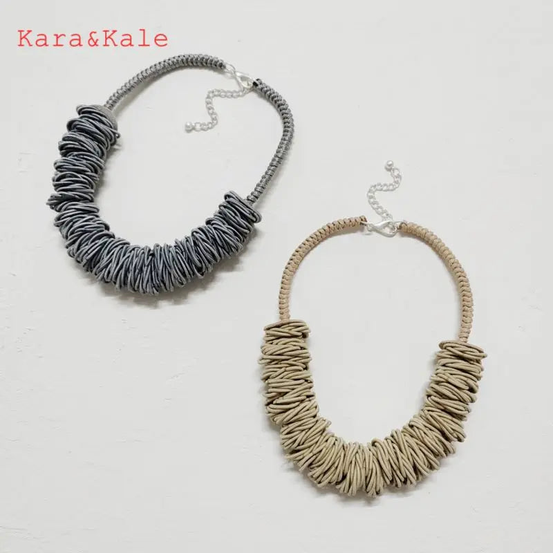 Woven Ring Grey Short Statement Necklace Jewelry