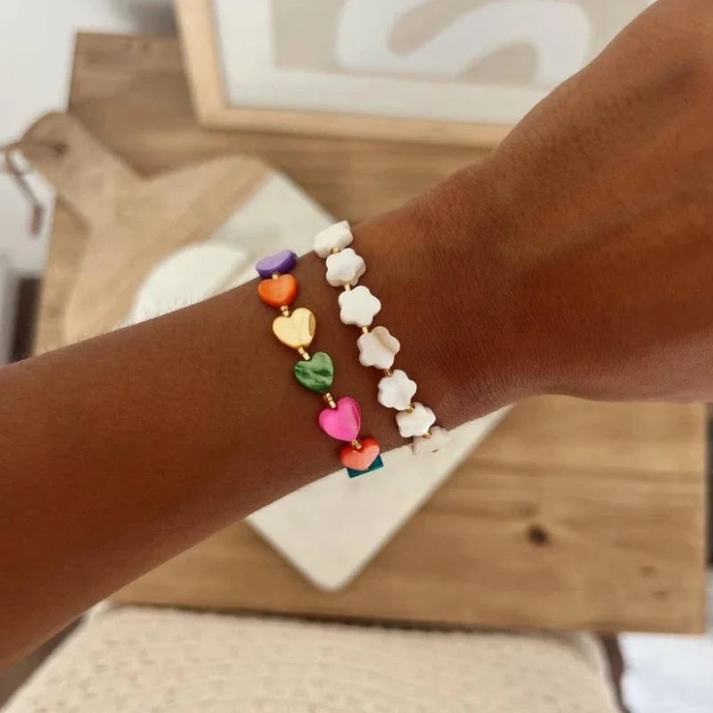 CCGOOD Boho Summer Beach Bracelet Shell Heart Plum Blossom Adjustable Rope Surf Bracelet for Women Gift Jewelry