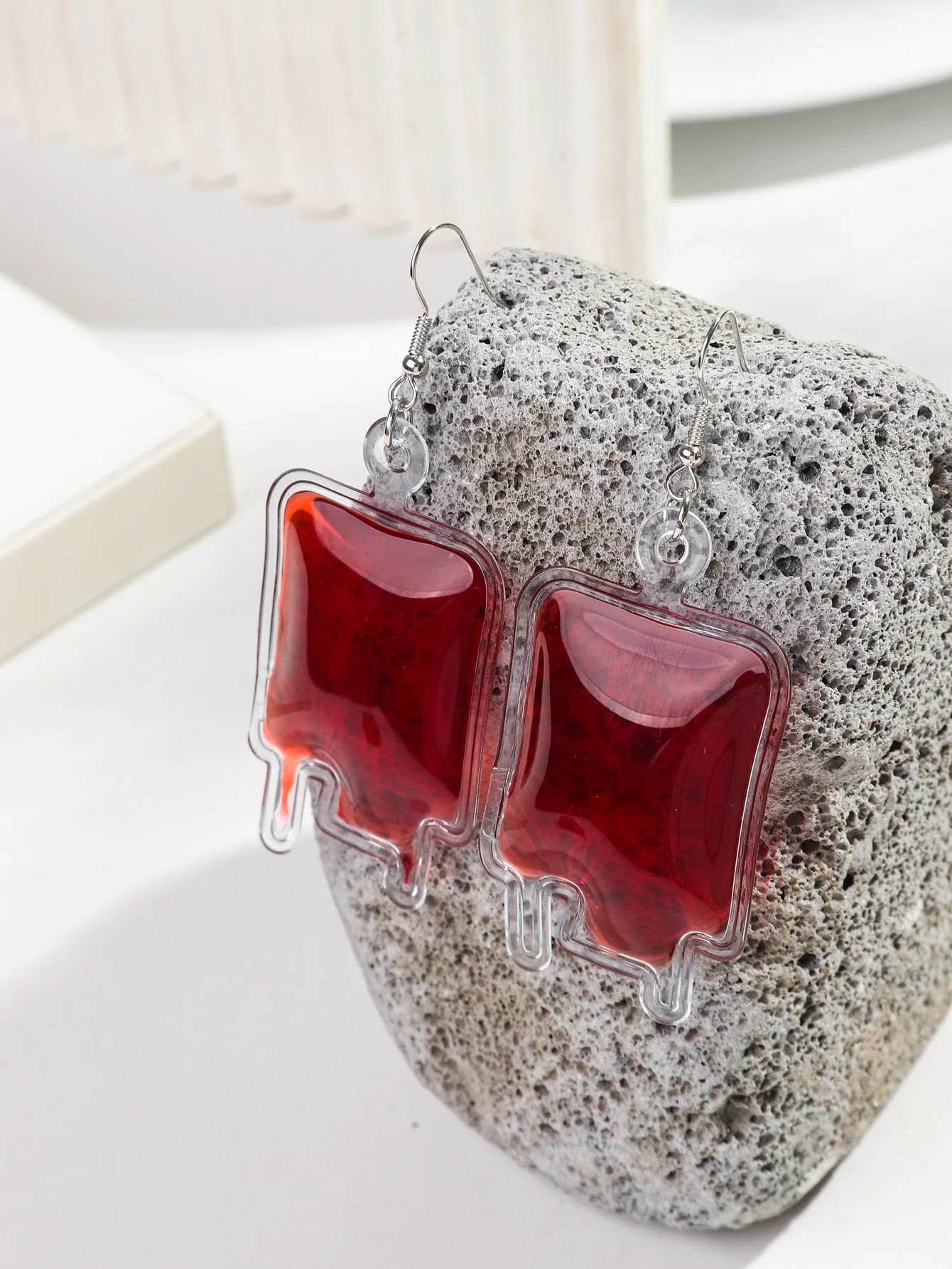 New Halloween Big Plasma Blood Bag Acrylic Drop Earrings for Women Creative Gothic Blood Pack Long Earring Vampire Jewelry Gifts - Charlie Dolly