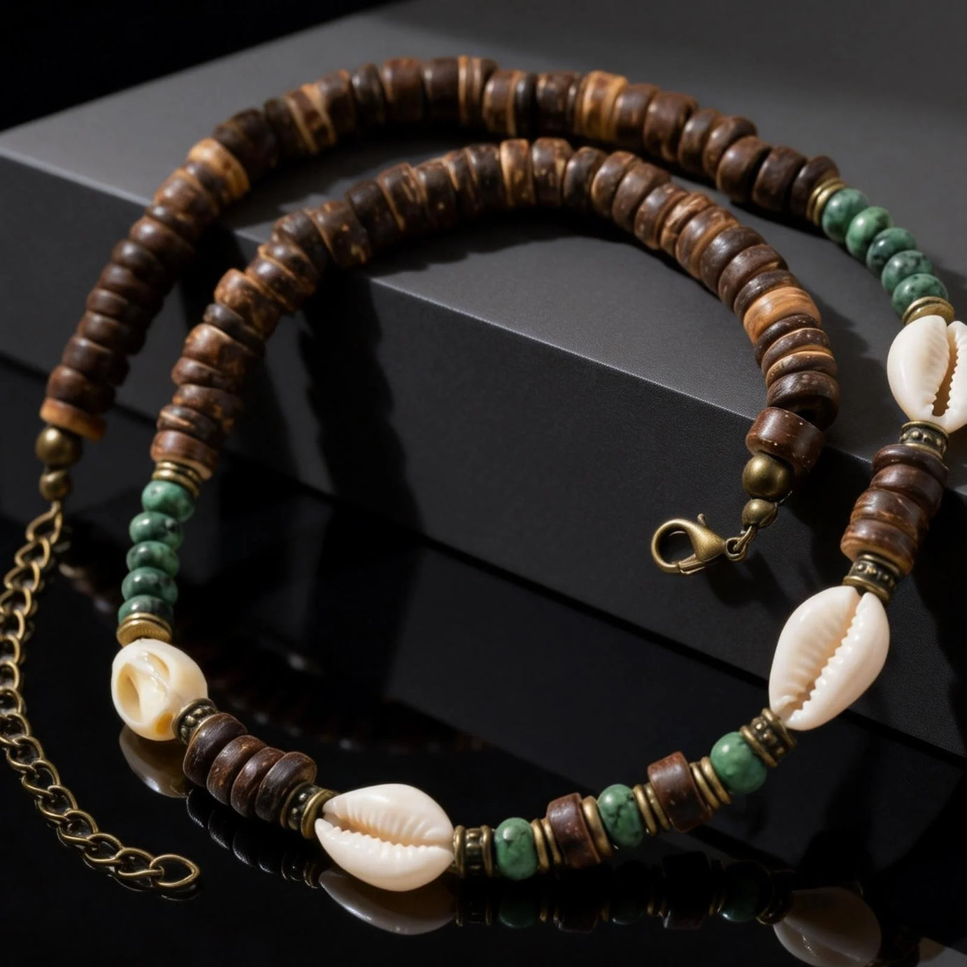 Coconut Shell and Conch Boho Necklace for Men