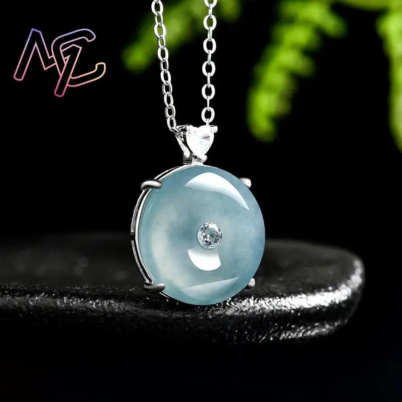 Myanmar Jadeite Donut Pendant Necklace Real Jewelry Talismans Designer Lucky Burmese Jade Vintage Gifts for Women