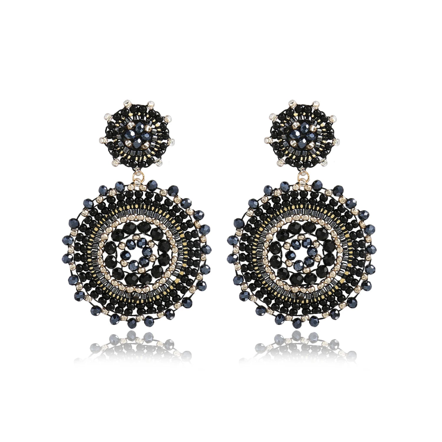 Boho Colorful Seed Beads Earrings for Women Luxury Handmade Crystal Round Woven Dangle Earrings Fashion Jewelry Gifts