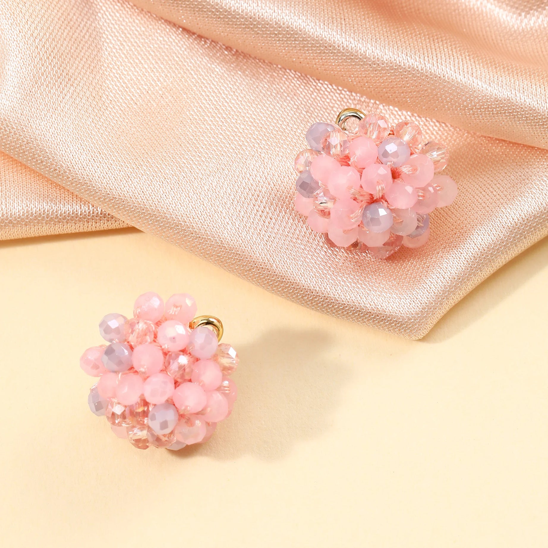 Braided Crystal Bead Round Stud Earrings Jewelry