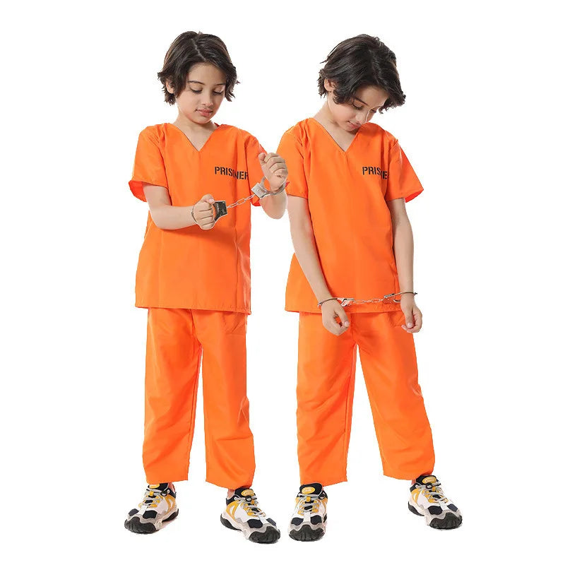 Halloween Adult Kid Prison Uniform Cosplay Wardrobe Set Masquerade Party Performance Stage Costume Prop - Charlie Dolly