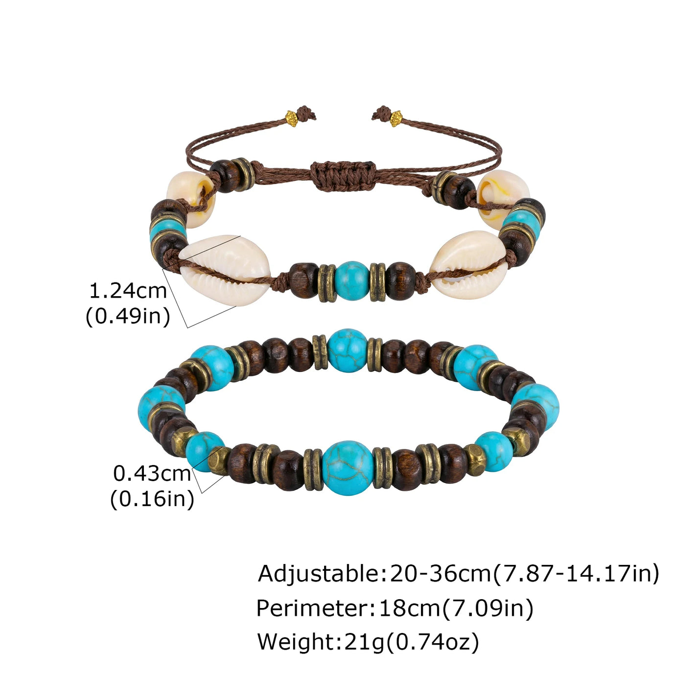 Cowrie Shell and Coconut Wood Bead Boho Anklet