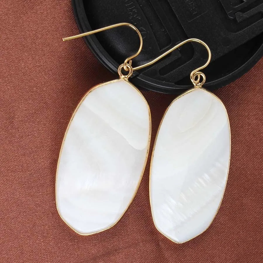 Crystal Oval Drop Stone Earrings For Women Natural Rose Quartz Labradorite Lapis Lazuli Stone Dangle Hook Girls Earring Jewelry