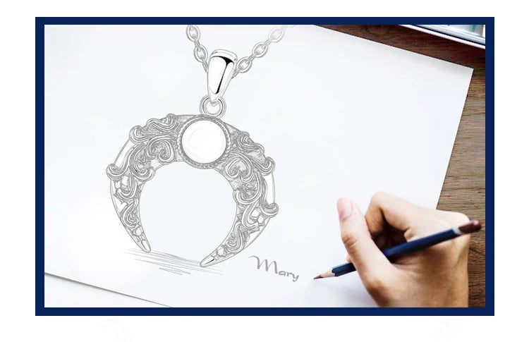 Eudora 925 Sterling Silver Moon Necklace for Women Man Vintage Tree of Life Moonstone Amulet Pendant Personality Jewelry Gift