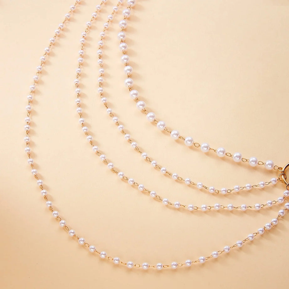 Baroque Imitation Pearl Multilayer Boho Choker and Body Chain