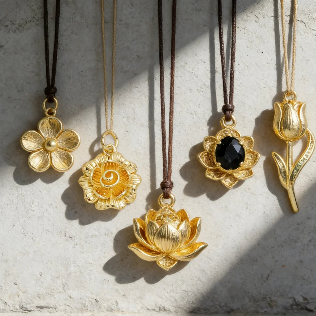 4Pcs Pendants Sparkling Elegant Brass Zirconia Lotus Tulip Flower Charms DIY Jewelry for Necklace Bracelet Daily Party Accessory