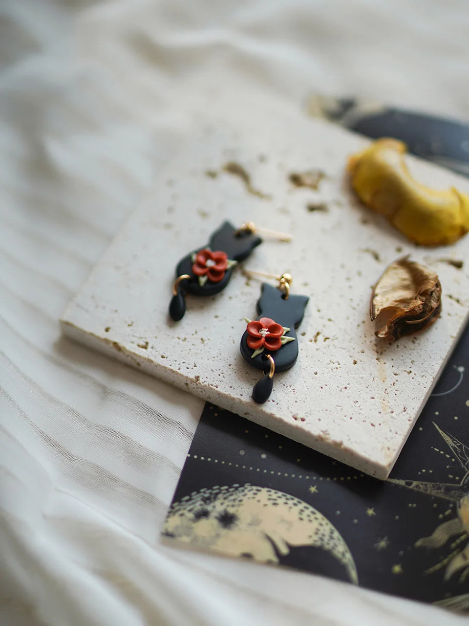 Halloween Cat Ghost  Shape Handmade Polymer Clay Earrings Halloween Themed Decoration For Women's Accessories Party Daily Ware - Charlie Dolly