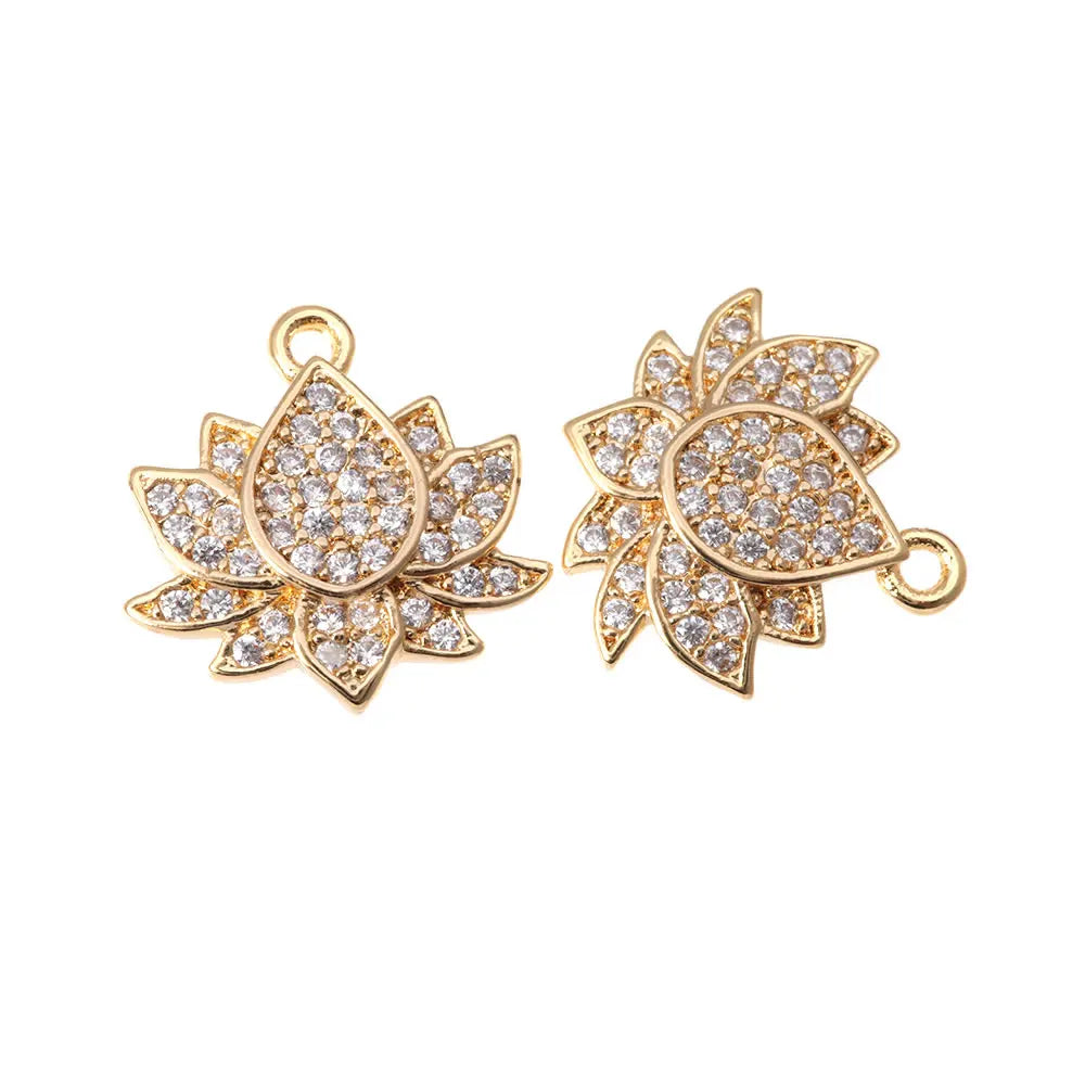 18K Gold Color Brass Lotus Flower Charms Pendants High Quality Diy Necklace Earrings Jewelry Making Accessories