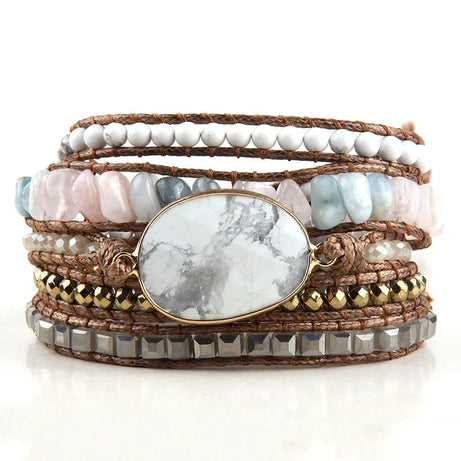 Fashion Handma Bohemian Jewelry Boho Bracelet Mixed Natural Stones Charm 5 Strands Wrap Bracelets Gift for Women girls - Charlie Dolly